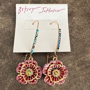 Betsey Johnson Pink and Red Flower Earrings